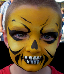 Yellow Skull Face Painting