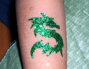Green Dragon Glitter Tattoo